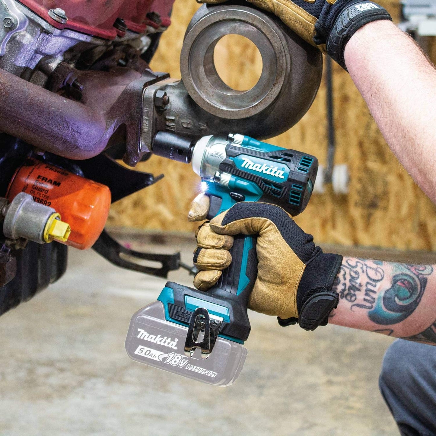 Makita XWT14Z 18V LXT Lithium-Ion Brushless Cordless 4-Speed 1/2" Sq. Drive Impact Wrench w/Friction Ring Anvil, Tool Only - WoodArtSupply