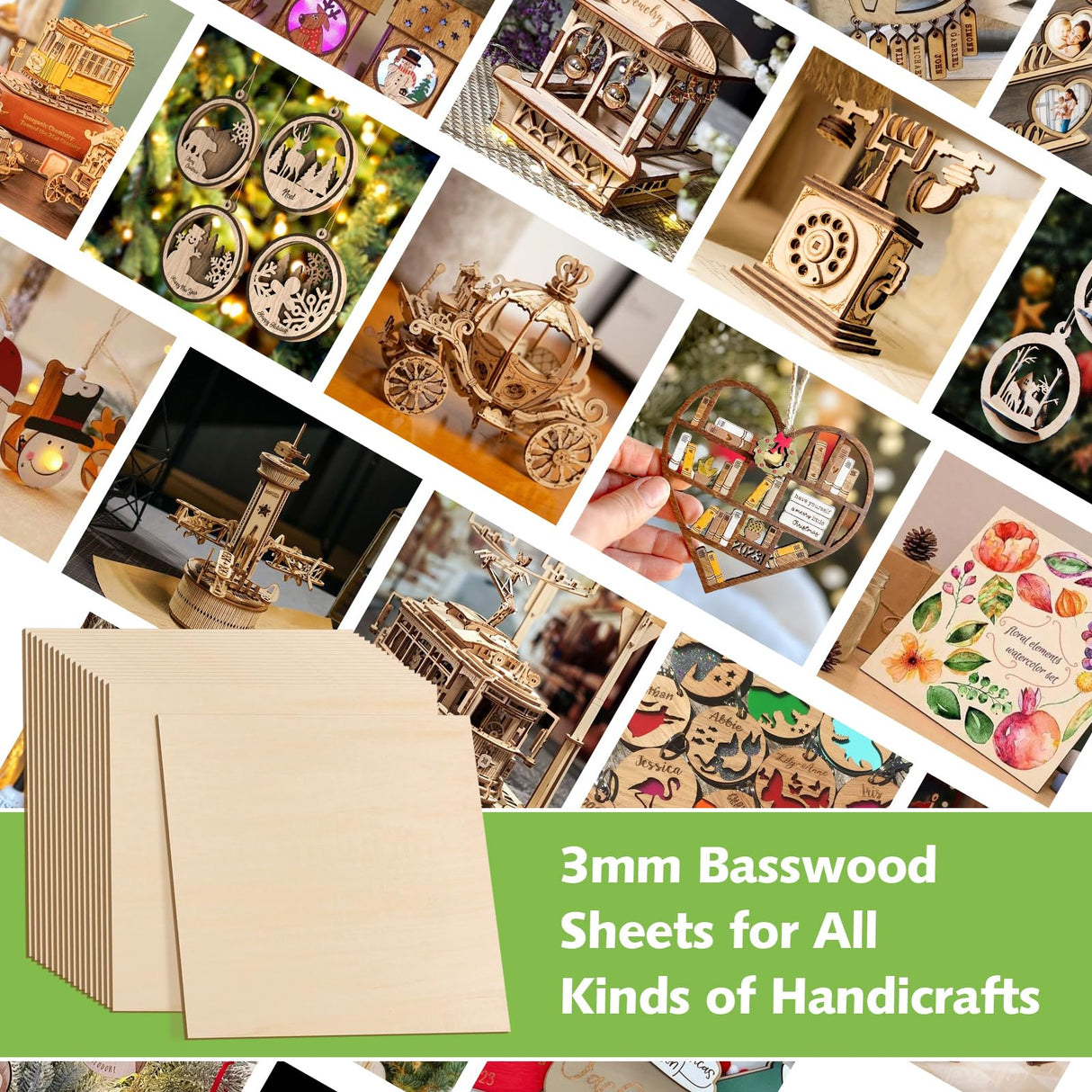 30 Pack Basswood Sheets 1/8", 12 x 12 Plywood Basswood Sheets for Laser Cutting and Engraving, 3 mm Unfinished Wood Sheets Basswood for Wood Burning Models Carving Painting DIY Ornaments Sukhumvit