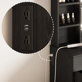 IRONCK Vanity Desk with LED Lighted Mirror & Power Outlet, Makeup Table with Drawers & Cabinet,Storage Stool,for Bedroom, Black IRONCK