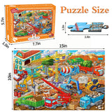 Puzzles for Kids Ages 4-8 6-8 8-10 Year Old - Busy Engineering Vehicle - 100 Pieces Jigsaw Puzzle for Kids 100 Piece Puzzle for Adults Learning Educational Puzzles for Boys Girls HUADADA