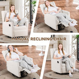COMHOMA Nursery Rocking Chair Teddy Upholstered Swivel Rocker Recliner Manual Glider Reclining Chair for Living Room Bedroom Offices (Beige, 1 PCS) COMHOMA