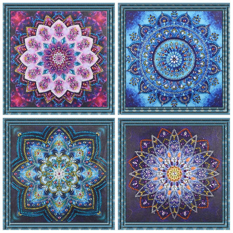 VVBAOZI DIY Mandala Diamond Painting 4 Pack Special Shape Crystal Rhinestone Diamond Art Mandala Kits for Adults (Canvas Size 9.84''×9.84'') VVBAOZI