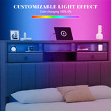 YITAHOME Full Size Bed Frame with Storage Headboard, LED Bed Frame with Drawers and Charging Station, Platform Bed with Sturdy Metal Support, No Box Spring Needed, Grey YITAHOME