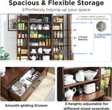 ACCOHOHO 72‘’ Farmhouse Kitchen Pantry Cabinet with Drawer, Tall Storage Cabinet with 2 Barn Doors and Shelves, Versatile Large Rustic Cabinet for Dining Room, Bathroom, Living Room, Laudry, Brown ACCOHOHO