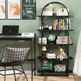 Arbuxzuy Arched Bookshelf 5 Tier Book Shelf, 31.5 Inch Width Industrial Arch Bookcase, Curved Tall Bookshelf with Open Shelves for Home Office, Living Room, Bedroom, Black Arbuxzuy