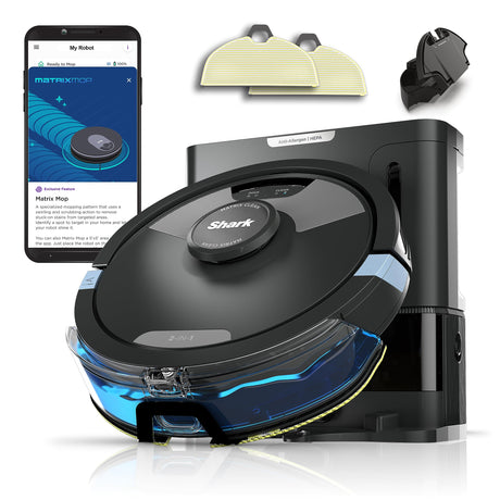Shark Matrix Plus 2in1 Robot Vacuum & Mop with Sonic Mopping, Matrix Clean, Home Mapping, HEPA Bagless Self Empty Base, CleanEdge, for Pet Hair, WiFi, Black/Mocha, AV2630WA Shark