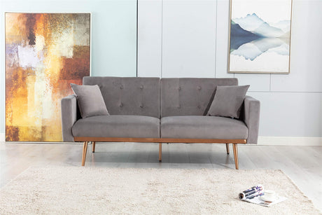 Sofa Bed Couch, Velvet Accent Sofa, Modern Fabric Futon Couch, Convertible Loveseat Sleeper Recliner for Small Spaces, Tufted Modern Couches Seat Furniture Convertable (Gray) HomVent
