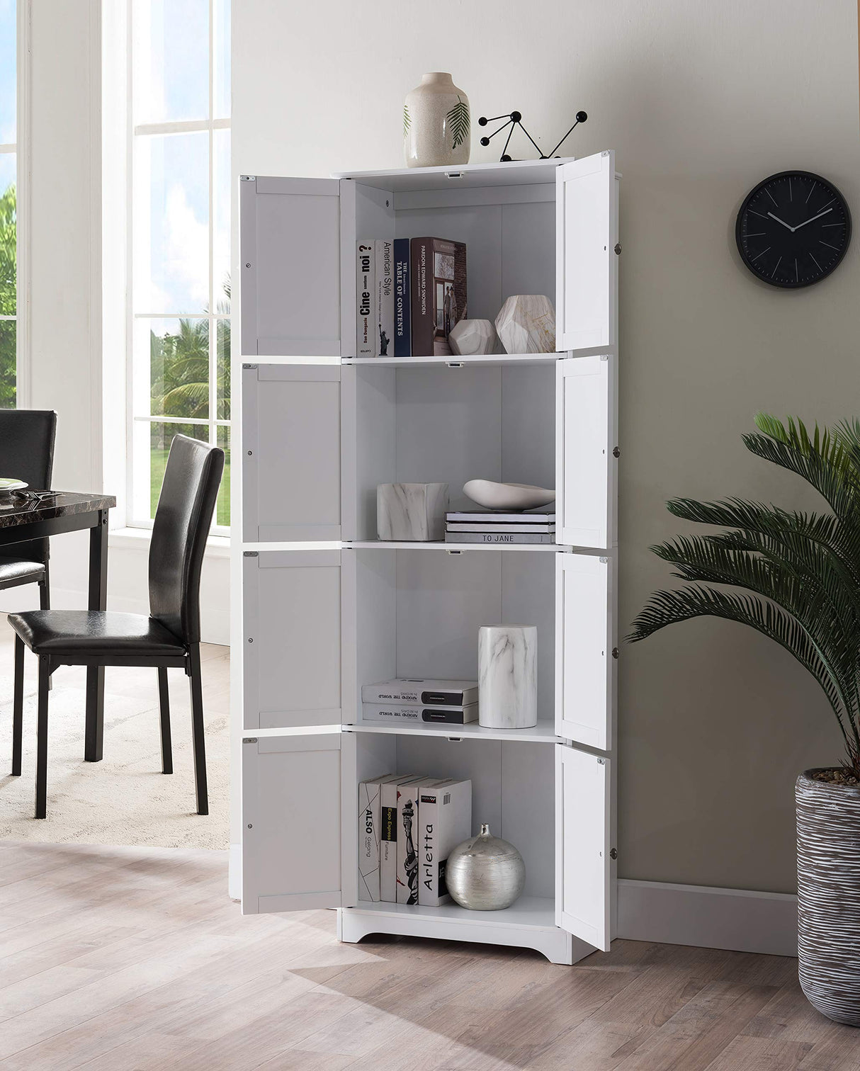 Kings Brand Furniture Lyons 4-Tier 68" Kitchen Pantry Storage Cabinet with 8 Doors, White, 23" W x 11.875" D x 68.25" H Kings Brand Furniture