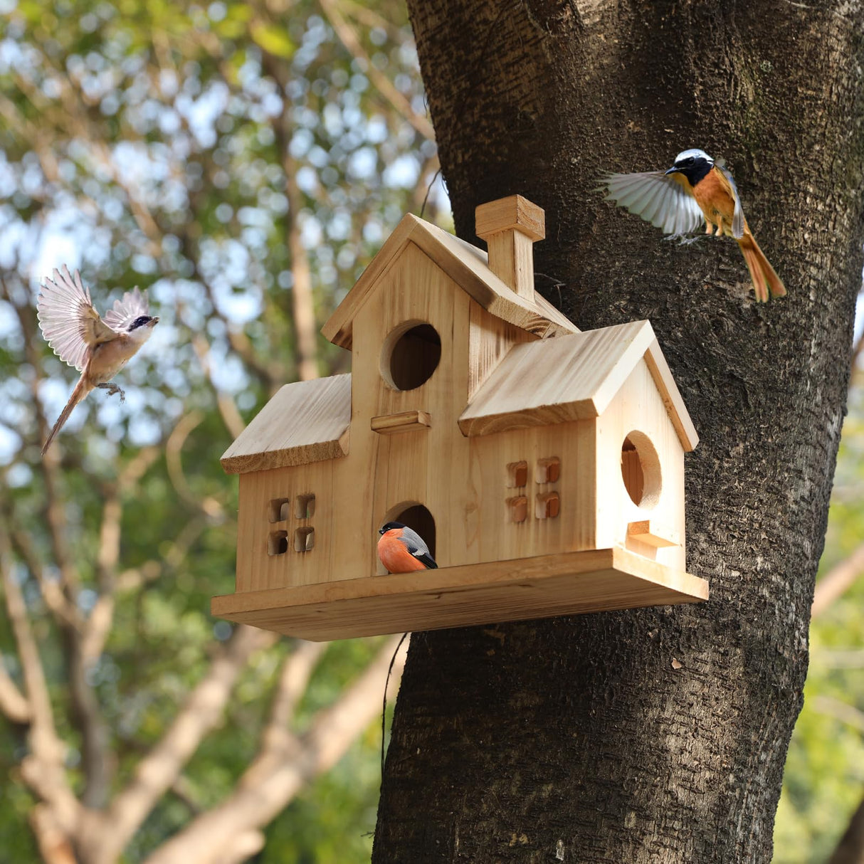 Bird House,Large Bird Houses for Outside,Hummingbird House,Bluebird Finch Wooden Hanging Birdhouse for Garden Wooden XDYGHH