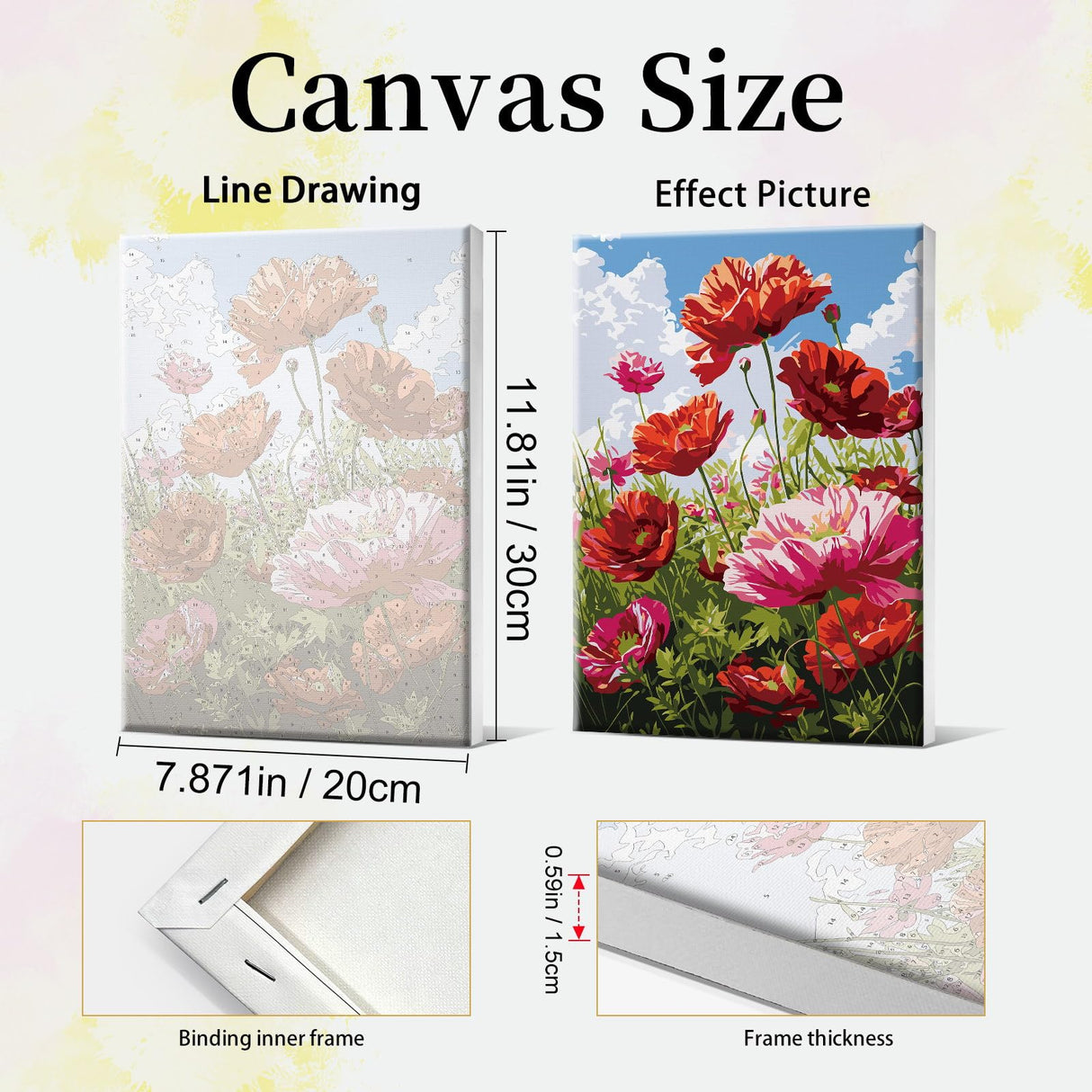 JOOZ 4 Pack Paint by Numbers Kit for Adults with Frame Landscape Paint by Number with Easel Flowers Adult Paint by Number Kit DIY Mountain Oil Painting Kits for Home Wall Decor 8x12 Inch JOOZ