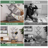 Gintan 9-Tier Modern Book Shelves with Storage, Bedroom Shelves Folding Bookshelves, No Installation Required Shelf Tree Bookcase for Living Room, Study, Home Office, Bed Room (Grey) Gintan