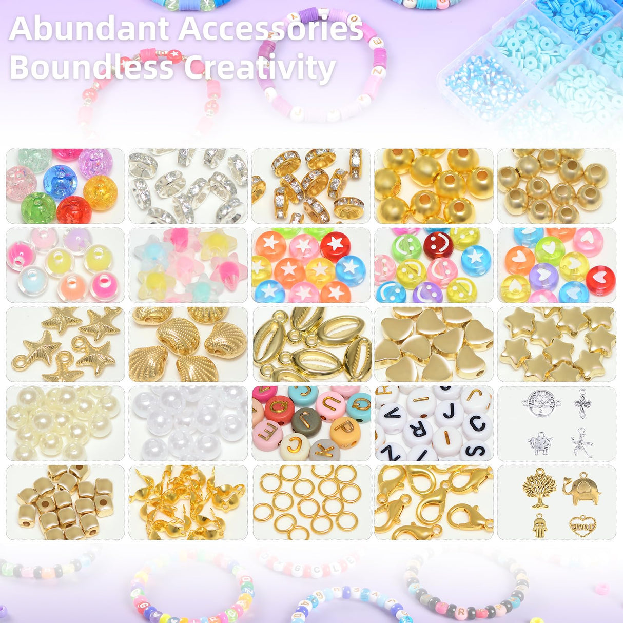 OCCALONG 6 Box Set Friendship Bracelet Making Kit - 13000 Pcs, DIY Jewelry Making Set - Includes Clay, Seed, Pony Beads, Charms, and String occalong