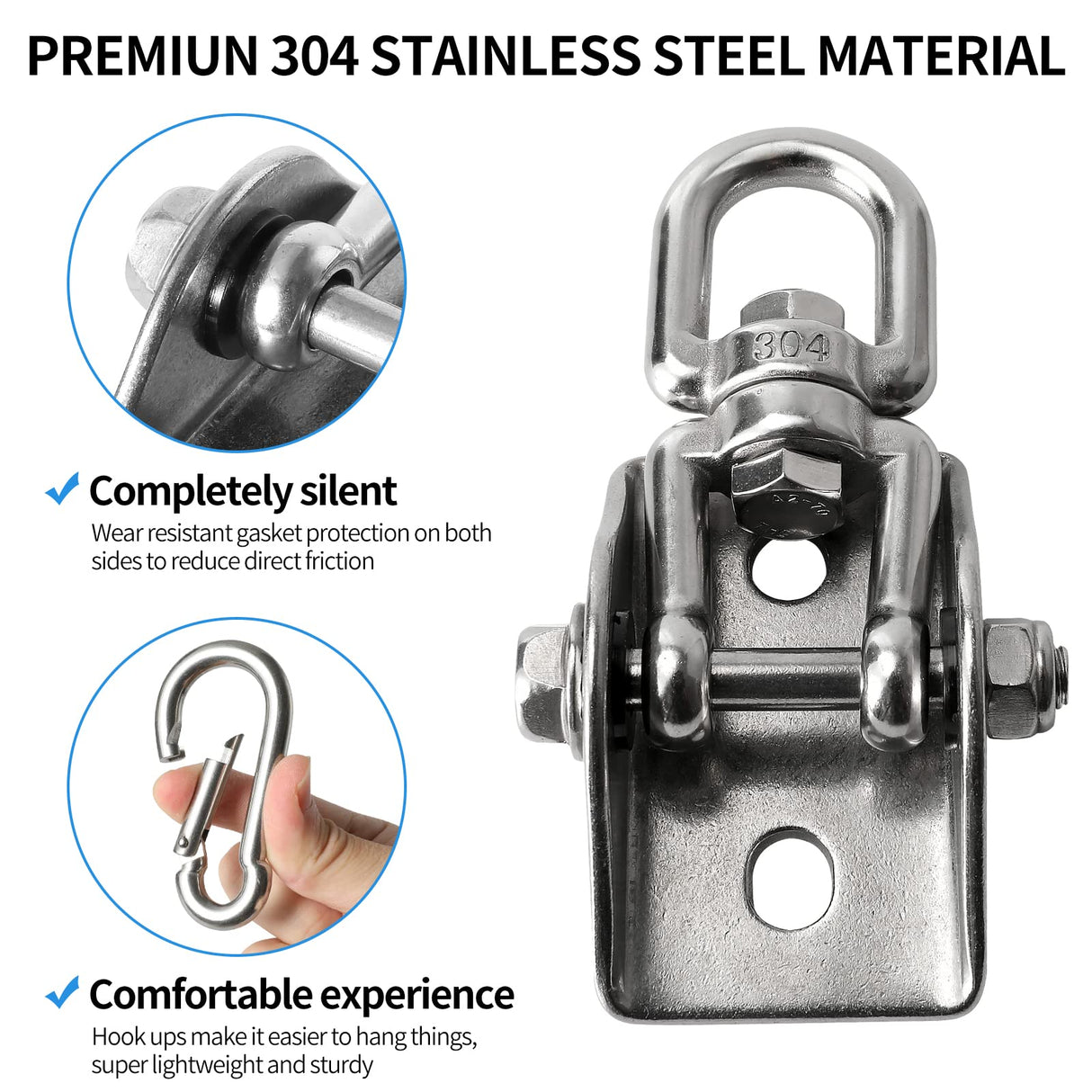 Hammock Hanging Kit, Huazu Hammock Chair Hanging Kit 360° Rotating 1000 lb Capacity Heavy Duty, for Swing, Chair, Yoga, Playground, Multiple Indoor Outdoor Gym Huazu