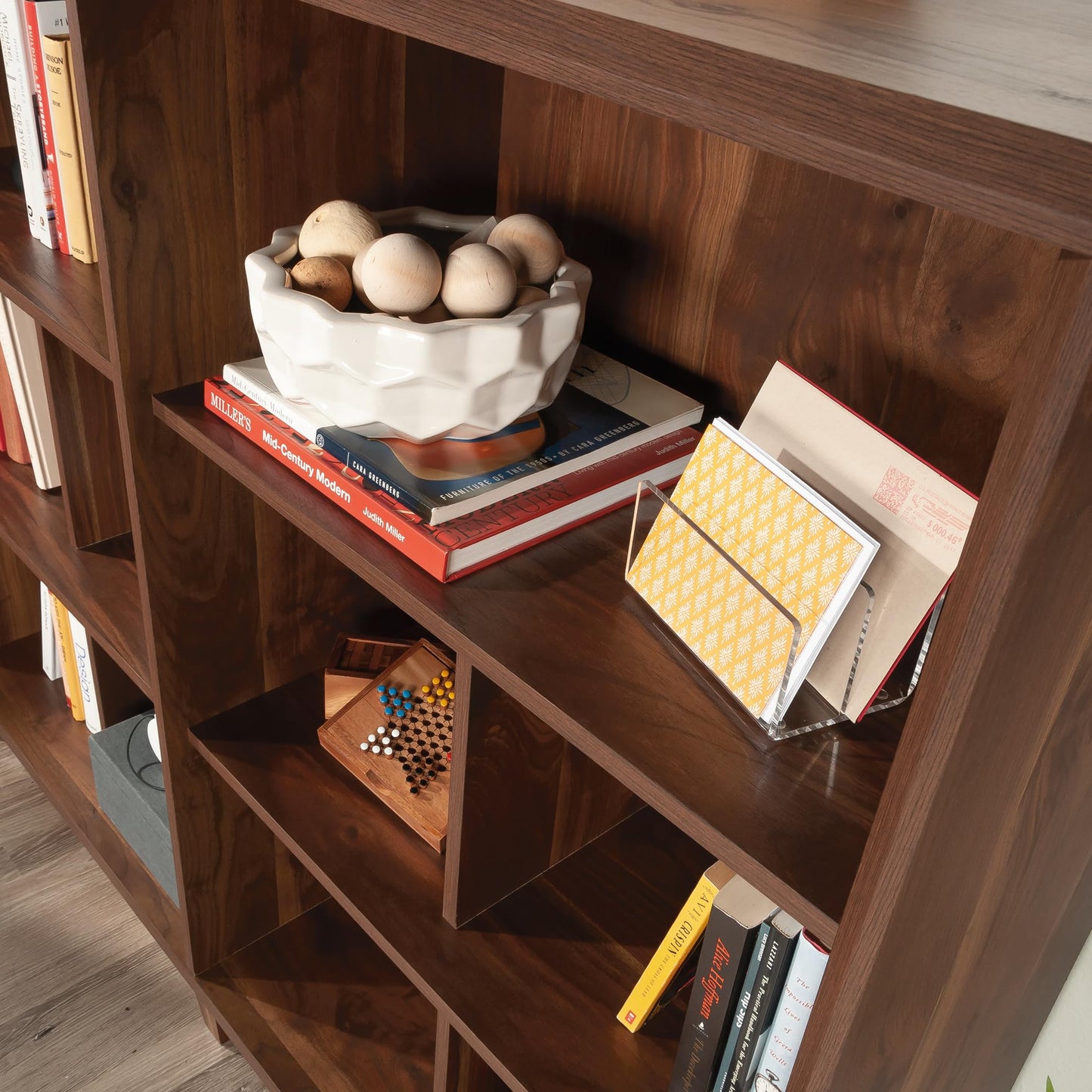 Sauder Willow Place Grand Walnut Cubby Display Bookcase - WoodArtSupply