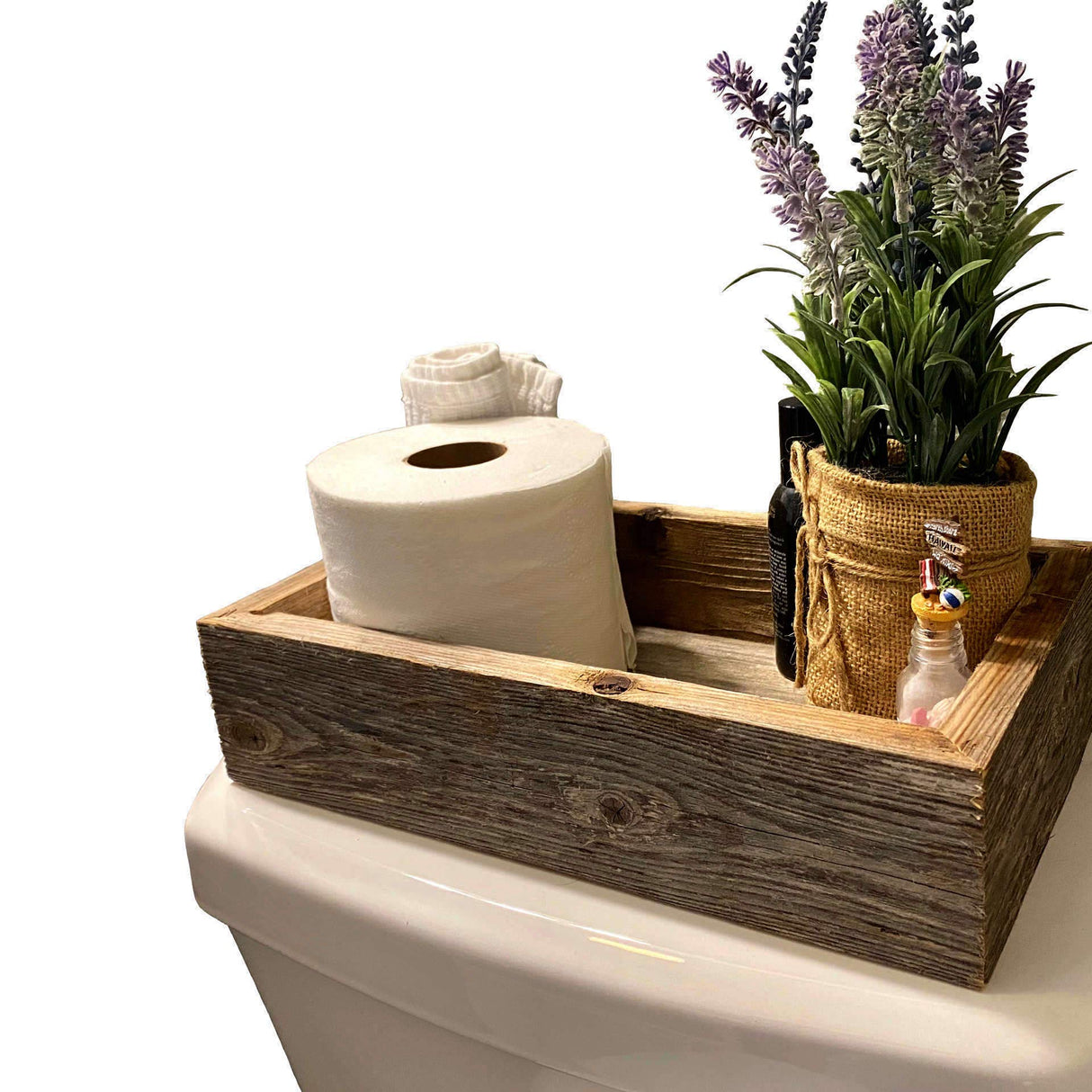 BarnwoodUSA Reclaimed Wood Bathroom Décor Box | Rustic | Toilet Paper Holder | Decorative Storage Box | Succulent Planter | Rustic | Kitchen | Table | Natural Weathered Gray | 15 1/2-inch Wide BarnwoodUSA LLC