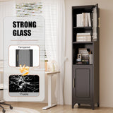 75"H Tall Bathroom Storage Cabinet, Metal Cabinets with Open Compartment, Narrow Storage Cabinet with Doors and Adjustable Shelves, Black Kitchen Pantry, Slim Storage Locker for Bathroom, Living Room MetalMax