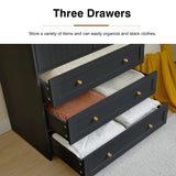 LEVNARY Wardrobe Armoire Closet, 2-Door Wardrobe Cabinet with 3-Drawer and Hanging Rod, Modern Bedroom Armoire Clothing Organizer Freestanding Closet (Black) LEVNARY