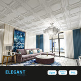 Art3d Drop Ceiling Tiles 24x24 in White (12-Pack, 48 Sq.ft), Wainscoting Panels Glue Up 2x2 Art3d