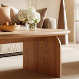 Honyee Modern Oval Coffee Table, Small Coffee Tables for Living Room - Oak Wood Top with Solid Legs, Wooden Center Table Easy Assembly for Living Room &Bedroom,Office, Natural Honyee