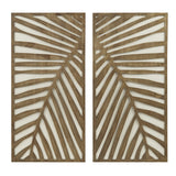 Madison Park Wall Art Living Room Décor - Birch Palms Botanical Carved Design, Home Accent Modern Kitchen Dining Decoration, Ready to Hang Panel for Bedroom, 16" W x 32" H, Dark Brown 2 Piece Madison Park