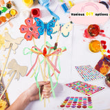 Kugliwa 59 Pcs Princess Fairy Wands Craft Kit DIY Wooden Fairy Wands Include 20 Unfinished Fairy Wands 7 Gem Stickers 20 Ribbons 12 Markers for Birthday Party Supply Kugliwa