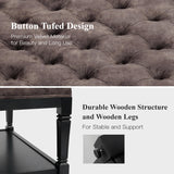 Polarisys Storage Ottoman Bench, 35 Inch Ottomans with Storage, Coffee Table Ottomans for Living Room Large Ottoman Bench Square Coffee Table with Wooden Shelf Brown Polarisys