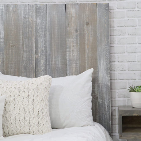 Barn Walls Graywash Floating Headboard - Handcrafted Farmhouse Design with Adjustable Height for Queen Size Beds Barn Walls
