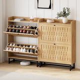 Aingli Shoe Cabinet Shoes Storage Cabinet Narrow Shoe Rack Cabinet Breathable MDF Shoe Cabinet Freestanding Organizer with 2 Flip Drawers Metal Legs for Entryway Aingli