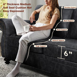 Couchus Mid-Century Vintage Sofa Couches with Rivet Design,loveseat Sofa,Removable Sofa Cover Upholstered Cushions and Solid Wood Frame (Grey, 3-Seater) Couchus