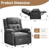 Korser Power Recliner Chair for Adults, Oversized Electric Recliner with Thickened Cushions, Chenille Fabric Reclining Chair for Living Room, Bedroom, Grey Korser