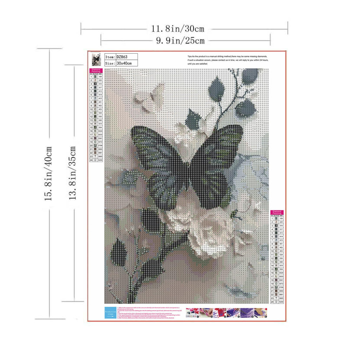 ZHUDENGXJL Butterfly Flower Diamond Art Kits for Adults,5D Full Round Drill Diamond Painting Kits for Beginners,DIY Diamond Dots Paintings Picture Arts Craft for Adults,Home Wall Decor 12 X 16Inch ZHUDENGXJL