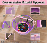 LANGXUN 60" Trampoline for Kids, 5ft Toddler Mini 6-in-1 Trampoline Indoor Outdoor with Swing, Basketball Hoop, Dart Board, Gymnastics Bar, Rings, Christmas Toys Birthday Gifts for Girls Boys Age 1-8 LANGXUN