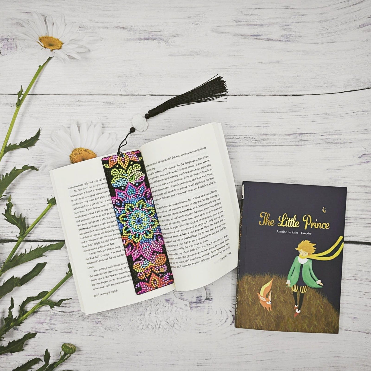 8PCS Mandala Diamond Art Bookmarks for Adults Acrylic Bookmark Kit with Tassel for Book Lovers Gift 5D Diamond Art Book Marks for DIY Making Beginners Arts Craft HAOAD