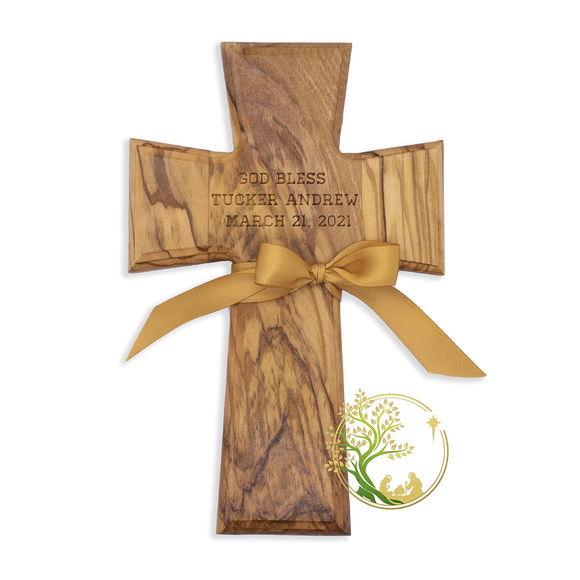 Personalized custom wall wooden cross | Holy baptism cross | Religious Confirmation Christening cross |Customized name cross Godparents gift - WoodArtSupply