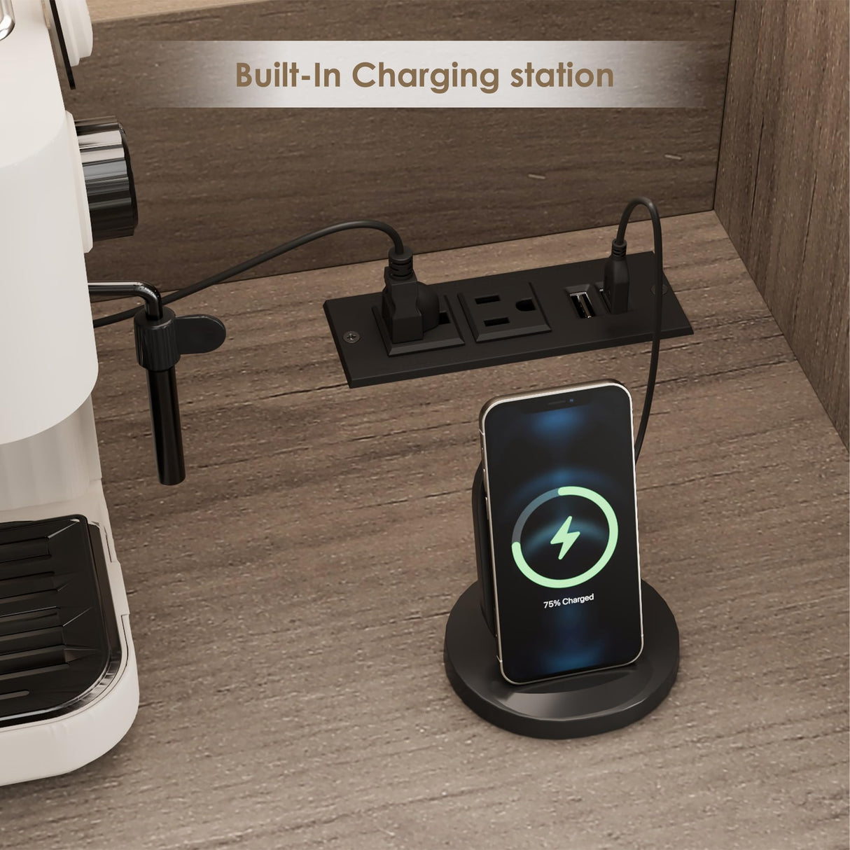 HIFIT 71" LED Kitchen Pantry Cabinet with Power Outlet, Large Kitchen Hutch Storage Cabinet with Arched Door, Shelves, 2 Drawer, Tall Farmhouse Coffee Bar w/Hutch for Home Dining Living Room, Ash Grey HIFIT