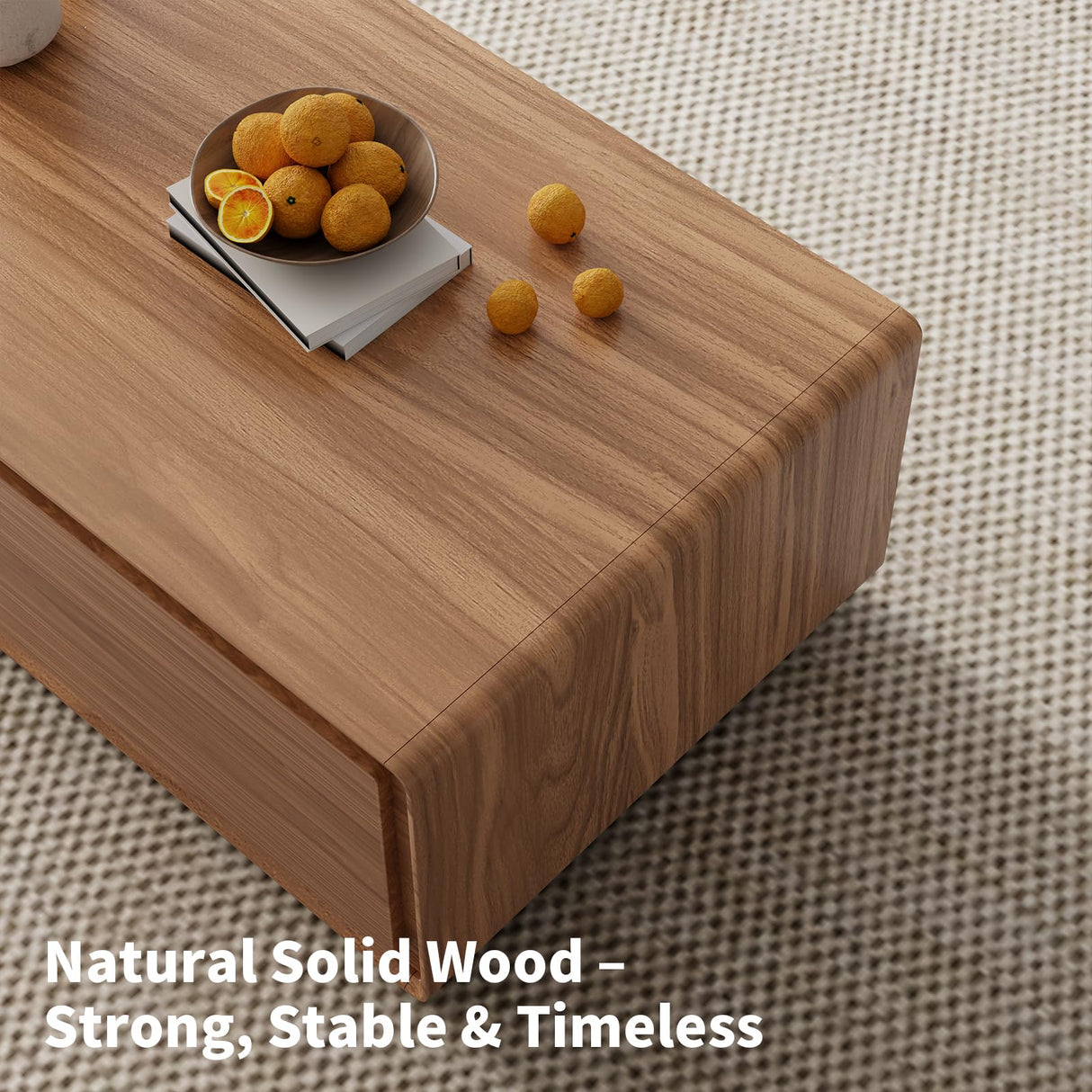 Luxury Walnut Wood Square Coffee Table with Large Hidden Storage, Expandable Tabletop Center Table for Living Room, Modern Accent Table with Drawers (Walnut Coffee Table) WuerQi