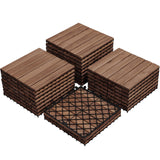 Yaheetech 27PCS Acacia Wood Interlocking Flooring Tiles Waterproof Flooring for Outdoor & Indoor Patio,Balcony,Garden,Poolside,12 × 12 in,Brown Yaheetech