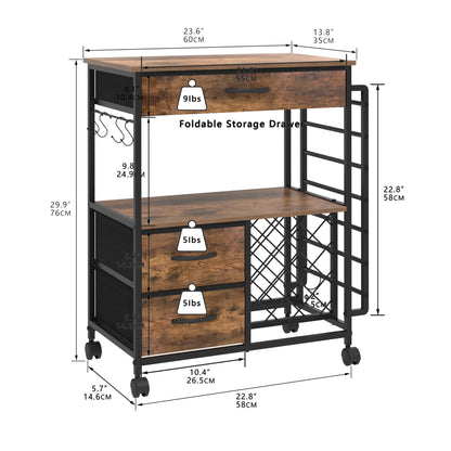 VENNQD Storage Cart Compatible with Cricut Machines Stand Cutting Machine Stand with Drawers and Vinyl Roll Holder Rolling Craft Cabinet Table for Cricut Craft Workstation (Rustic Brown)