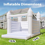 White Bounce House, Oxford Fabric Bounce House Castle with Blower ，Perfect for Kids, Family, Wedding (13x13x12FT, Weddings) GZYSINFLA