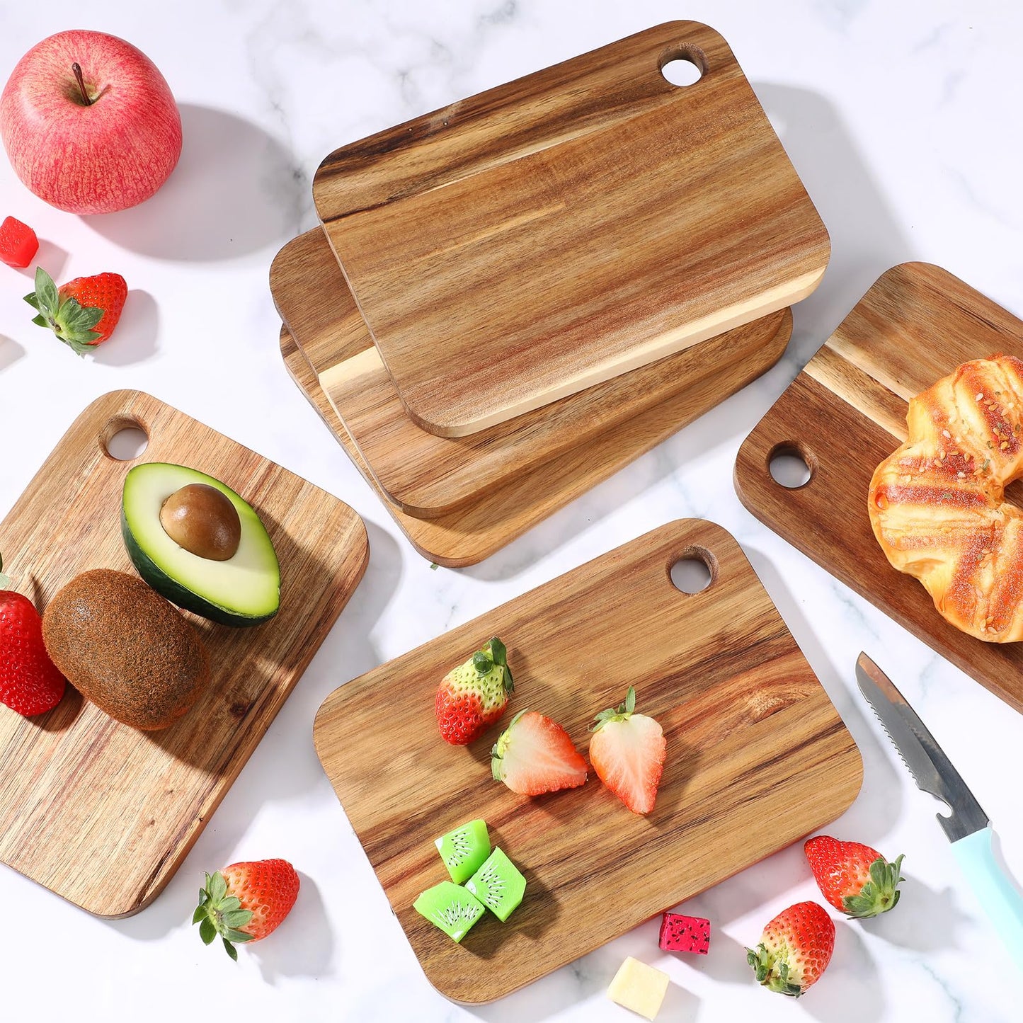 Vesici 12 Pcs Small Acacia Wood Cutting Board Rectangle Wooden Chopping Boards Lightweight Cutting Serving Tray Mini Cutting Board Bulk for Kitchen Meats Cheese Fruit Bread Wedding Housewarming Gift