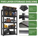 VIYET 72" H Garage Shelving, Garage Shelves Heavy Duty, 5 Tier Adjustable Garage Storage Shelves for Warehouse, Basement, Workshop, Kitchen, Require Assembly, 16''D*36''W*72''H, Black VIYET