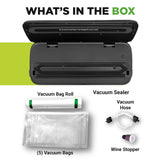 NutriChef Automatic Vacuum Air Sealing System for Food Preservation with Starter Kit, Compact Design, Lab Tested, Dry & Moist Food Modes with Led Indicator Lights, Black NutriChef