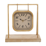 Deco 79 Wood Pendulum Clock with Wood Base, 10" x 5" x 11", Gold Deco 79