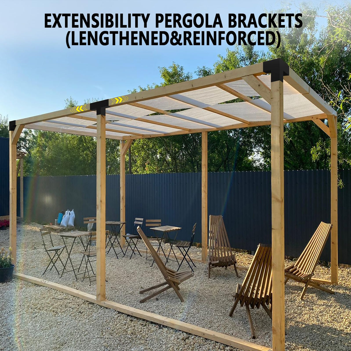 DEVALLEY 3-Way T-Shaped Pergola Brackets Kit,Woodwork Brackets with Screws for 4x4(Actual:3.5"x3.5") Wood Beams for Patio Pergola,Log Cabins,Gazebo W/Hardware (2Pack) DEVALLEY
