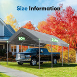 ADVANCE OUTDOOR Replacement Top Cover Tarp for 10x20 ft Carport Canopy with Ball Bungees, Gray, One Roof Only ADVANCE OUTDOOR