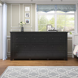 BORNOON 9-Drawer Dresser for Bedroom, Modern Wide Chest of Drawers, Wooden Storage Organizer for Closet, Living Room, Entryway, Home Office, Black Dresser with Ample Storage BORNOON