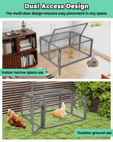 COZIWOW Chicken Coop Run Rabbit Hutch, Portable Chicken Cage Pens with Top & Side Opening Doors, Folding Wooden Chicken Coop, Outdoor Indoor Small Animal Playpen, Chicken Brooder Box, 45.3Inch (Grey) COZIWOW