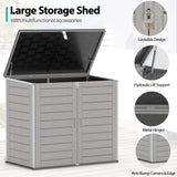 HUGROVE 49.5 Cu ft Storage Shed, 4.6 x 4.1 FT Outdoor Storage Horizontal Resin Shed, Weather Proof Water Proof PP Material, Lockable Door, Outdoor Storage Box for Trash Cans, Patio, Garden (4.6x4.1) HUGROVE