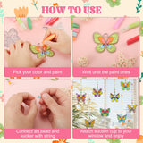 Nlicrst 32 Sets Butterfly DIY Sun Catcher Crafts Decorations, Sun Catcher Kits for Adults Window Art, Suncatcher Paint DIY Craft Kits for Kids Classroom Decorations Nlicrst