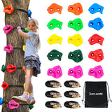 Just.smile Climbing Hold for Kids Outdoor-Ninja Tree Climbing Rocks 15 Pcs with 6 Ratchets-Climbing Grip Kits for Ninja Warrior Obstacle Course Just.smile